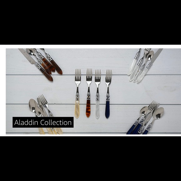 Vietri Aladdin Antique finish Lilac/Abalone Flatware 30 pieces Open box$900 - Picture 11 of 12